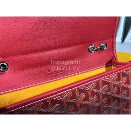 Goyard Alexandre Leather Metal Chain Flap Bag For Women Wine Red
