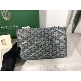 Goyard Alexandre Leather Metal Chain Flap Bag For Women Dark Gray