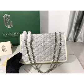 Goyard Alexandre Leather Metal Chain Flap Bag For Women White