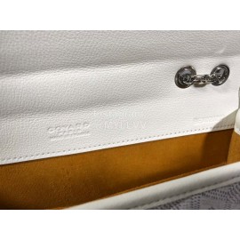 Goyard Alexandre Leather Metal Chain Flap Bag For Women White