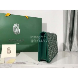 Goyard Alexandre Leather Metal Chain Flap Bag For Women Green