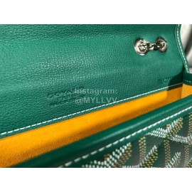 Goyard Alexandre Leather Metal Chain Flap Bag For Women Green