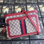 Gucci Butterfly Print Plaid Ribbon Crossbody Bag Red 523354