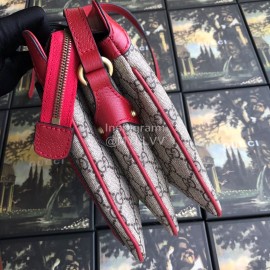 Gucci Butterfly Print Plaid Ribbon Crossbody Bag Red 523354