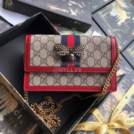 Gucci Bee Color Webbing Chain Bag Red 476079