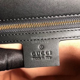 Gucci Wolf Head Snake Print Leather Handbag Black 476435