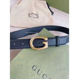 Gucci Fashion Black Calf Business Gold Buckle 30mm Belts