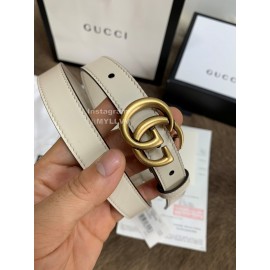 Gucci Leisure Calf Gold Buckle 20mm Belts White