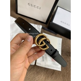 Gucci Leisure Calf Gold Buckle 20mm Belts Black