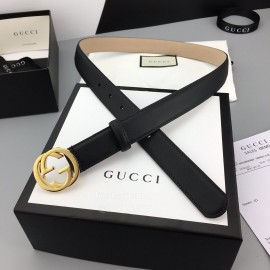 Gucci Fashion Black Calf Gold Gg Buckle 25mm Belts