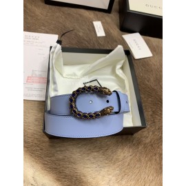Gucci New Calf Business 30mm Belts For Women Blue