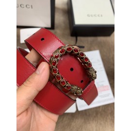 Gucci New Calf Business 30mm Belts For Women Wine Red