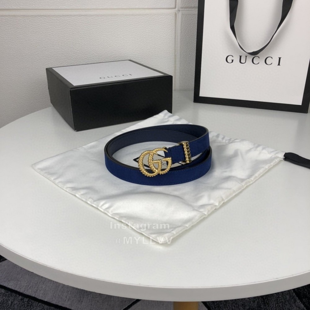 Gucci Retro Leather Gg Buckle 20mm Belts Blue