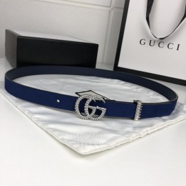 Gucci Retro Blue Leather Gg Buckle 20mm Belts
