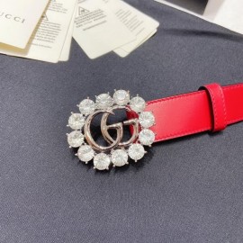Gucci Soft Calf Gg Buckle 30mm Belts For Women Red