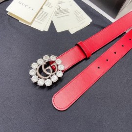Gucci Soft Calf Gg Buckle 30mm Belts For Women Red