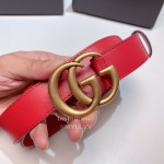 Gucci New Calf Retro Gg Buckle 30mm Belts For Women Red