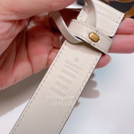 Gucci New Calf Retro Gg Buckle 30mm Belts For Women White