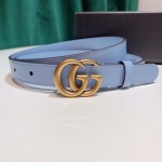 Gucci New Calf Retro Gg Buckle 20mm Belts For Women Blue
