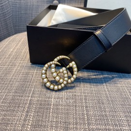 Gucci New Calf Pearl Gg Buckle Belts For Women 