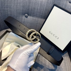 Gucci New Calf Pearl Gg Buckle Belts For Women 