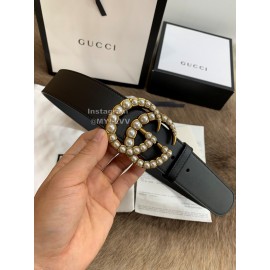 Gucci New Calf Pearl Gg Buckle 40mm Belt For Women