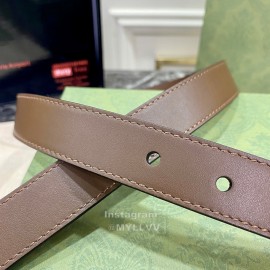 Gucci Brown Leather Electroplated Buckle 25mm Belt