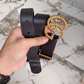 Gucci Fashion Leather Threaded Gg Buckle 30mm Belts Black