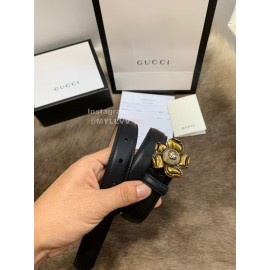 Gucci Fashion Calf Flower Buckle 25mm Belts For Women Black