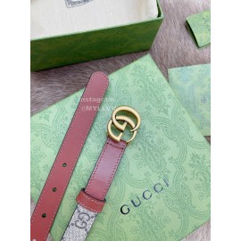 Gucci New Printed Calf Leather Gold Gg Buckle 20mm Belts Brown