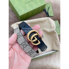 Gucci New Printed Calf Leather Gold Gg Buckle 20mm Belts Black
