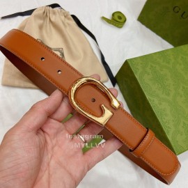 Gucci Classic Calf Leather G Buckle 30mm Belt Brown