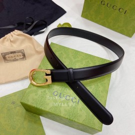 Gucci Classic Calf Leather Gold G Buckle 30mm Belt Black