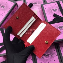 Gucci Bronzing Tiger Head Butterfly Print Leather Short Wallet Red 476420