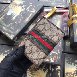 Gucci  GG Supreme Striped Webbing Canvas Passport Holder Brown 597620