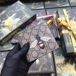 Gucci Bee Butterfly Printed Leather Short Wallet Brown 451268
