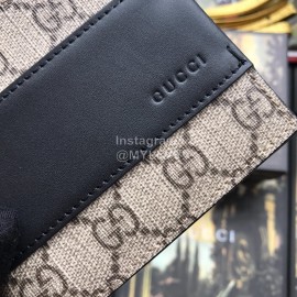 Gucci Black Wide Lattice Butterfly Print Leather Short Wallet Black 451240