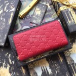 Gucci  GG Butterfly Print Cowhide Zipper Around Long Wallet Red 410102