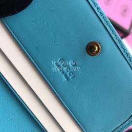 Gucci  GG Marmont Flower Chevron Pattern Graffiti Short Leather Wallet Blue 466492