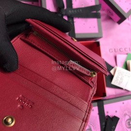 Gucci  GG Solid Color Herringbone Pattern Velvet Short Wallet Dark Red 466492