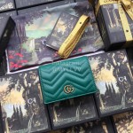 Gucci  GG Marmont Quilted Chevron Leather Short Wallet Green 466492