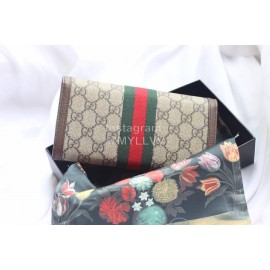 Gucci  GG Striped Webbing Leather Folding Wallet Coffee Color 523154