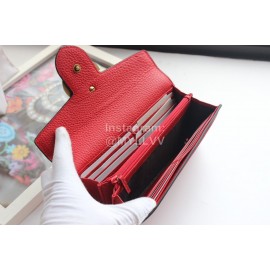 Gucci  GG Solid Color Leather Folding Wallet Red 400586