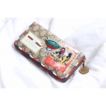 Gucci  GG Embroidery Pattern Zipper Around Long Wallet Coffee Color 473909