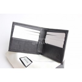 Gucci  GG Zp Striped Plaid Webbing Short Leather Wallet Black 365491