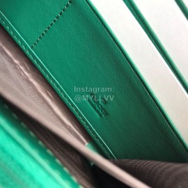 Gucci  GG Vintage Chevron Pattern Cowhide Zipper Around Long Wallet Green 443123