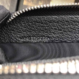 Gucci Athletics Letter Ribbon Zipper Around Long Cowhide Wallet Black 459138