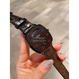 Gucci Grip Series Leather Strap Watch Black