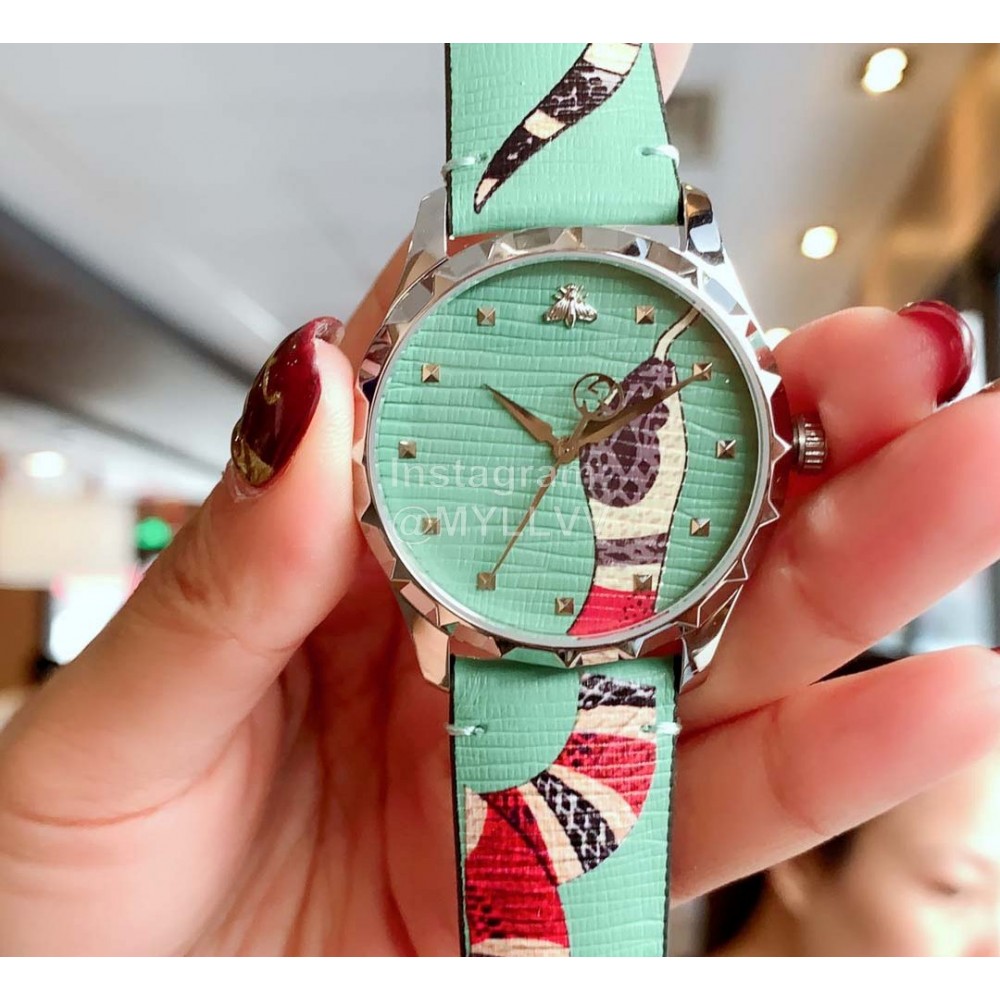 Gucci Garden 38mm Dial Leather Strap Watch For Women Green