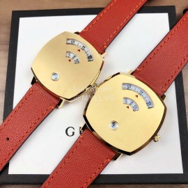 Gucci Arcuate Square Case Red Strap Watch For Men And Women